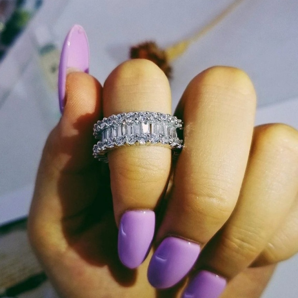 NEW💍18K Gold Baguette Round&Diamond Eternity Ring - Picture 8 of 8